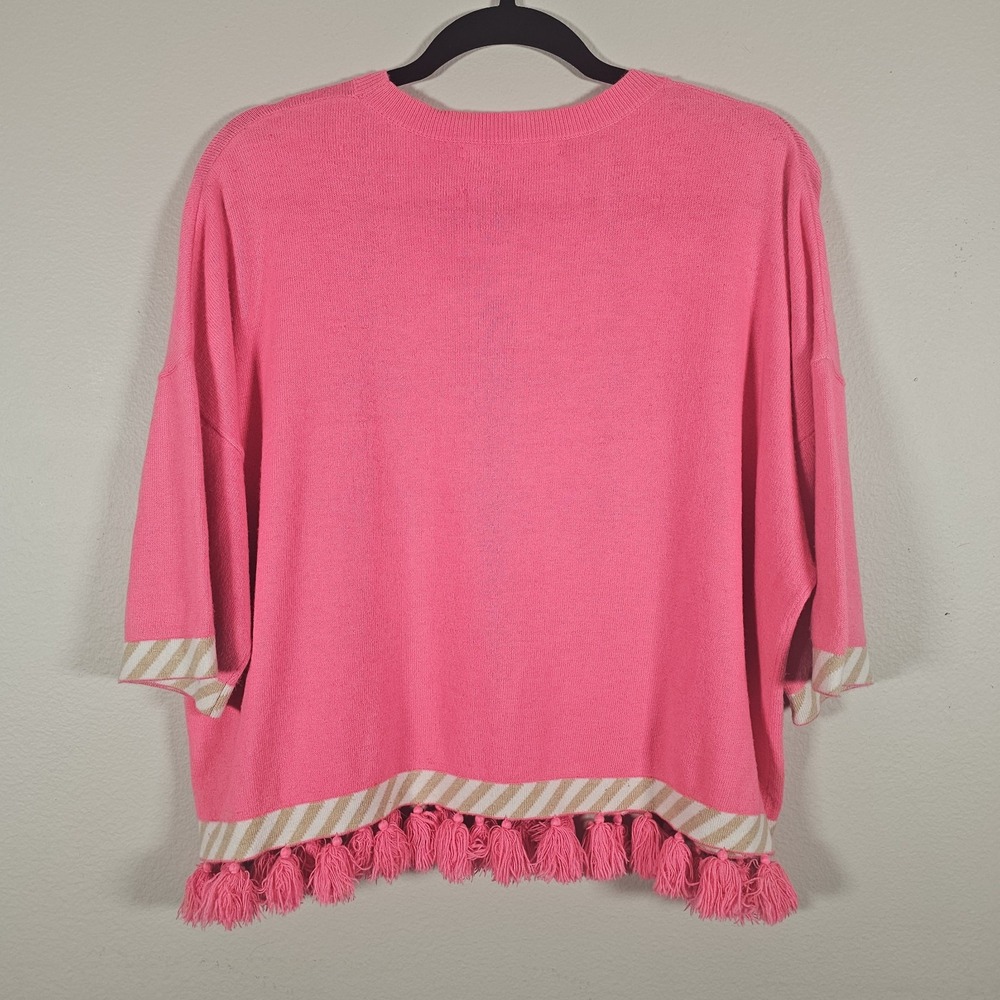 Lilly Pulitzer Womens XS knit Sweater Coral Pink Cashmere Blend Beachy Boho - Picture 2 of 8